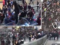 В центре Брюсселя сотни молодчиков громят витрины и автомобили (фото)